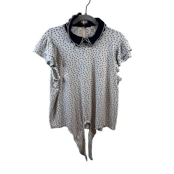Faith and Joy Tops - Faith and Joy Polkadot Top - Black and White - Size Medium